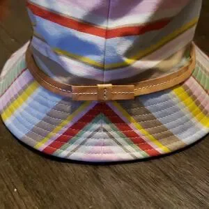 New Coach Stripe Leather Bow Trim Bucket Hat P/Small NWT Coach Unisex Rainbow Signature Bucket Hat C9919 one size  main image 3